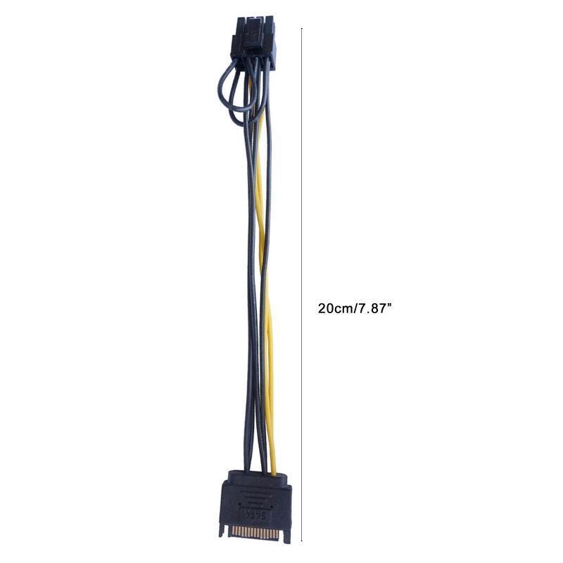 2PCS 20cm Sata to 8-pin PCIe Graphics Card Power Cable Sata 15pin to 8pin PCI-e