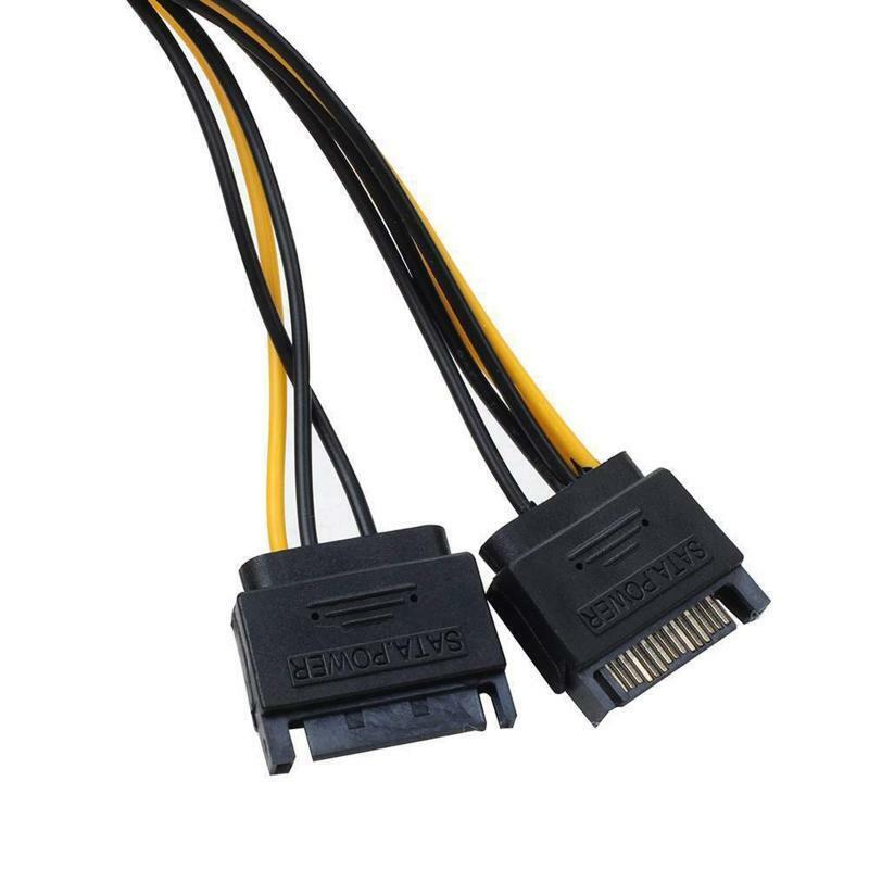 Sata Dual 15p Male Splitter to PCIE 6p Converter Reverse Power Supply Line 20cm