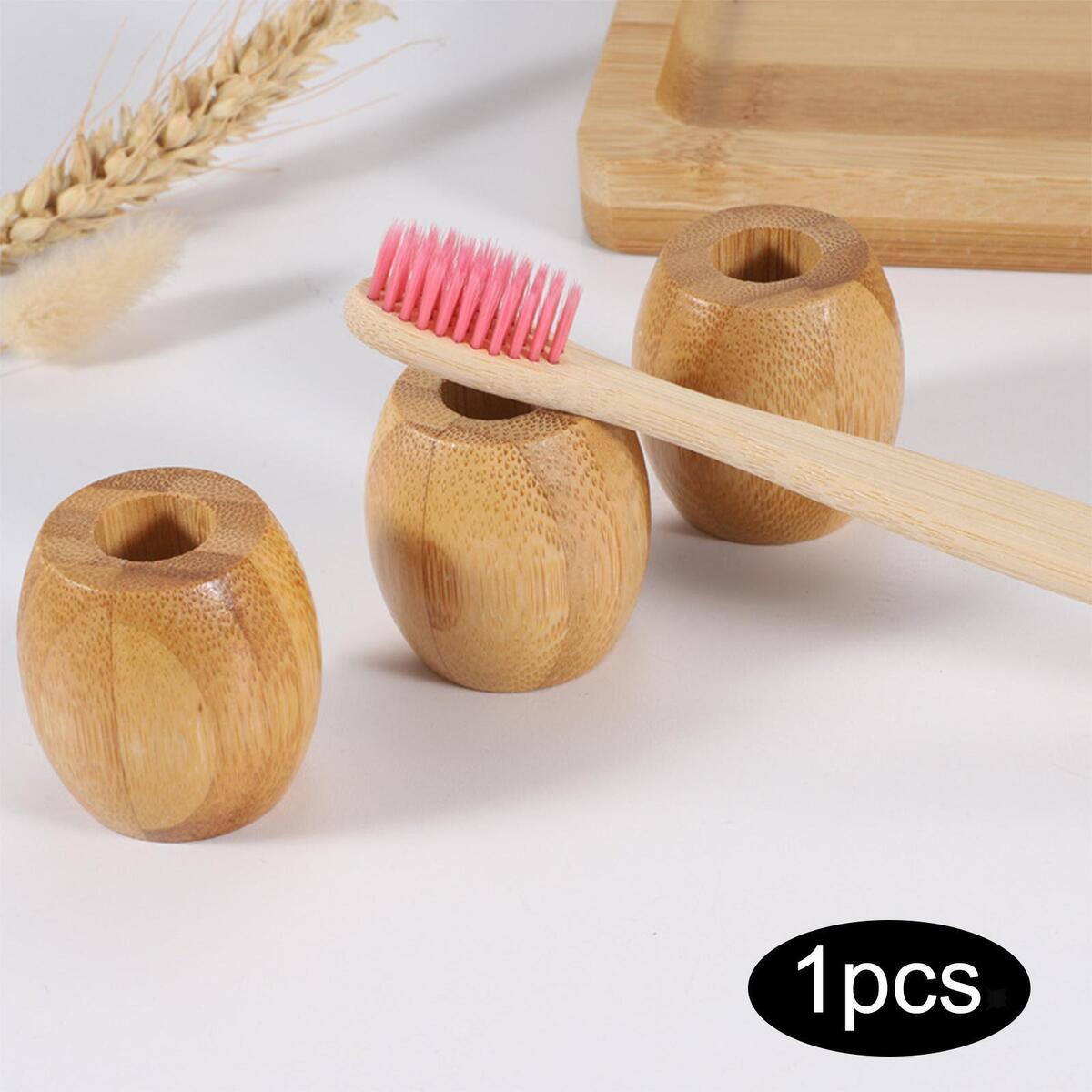 Rustic Bamboo Toothbrush Holder Bathroom Organizer for Makeup Brush Razors