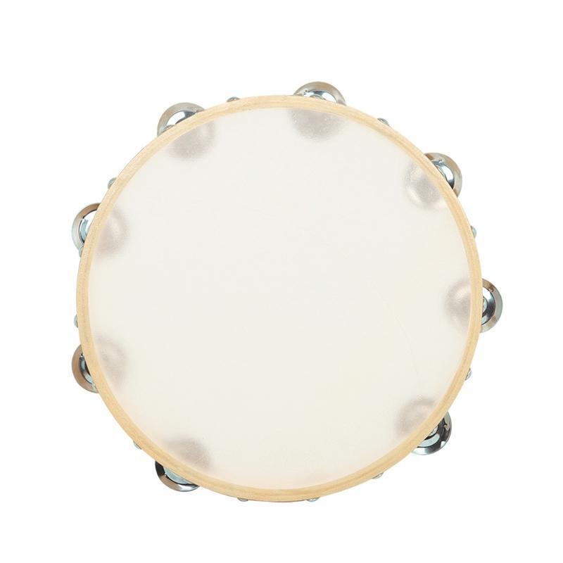 3Pcs Tambourine Cowhide Wooden Handbell Clap Drum 6/8/10in Hand Drum Kids Gift