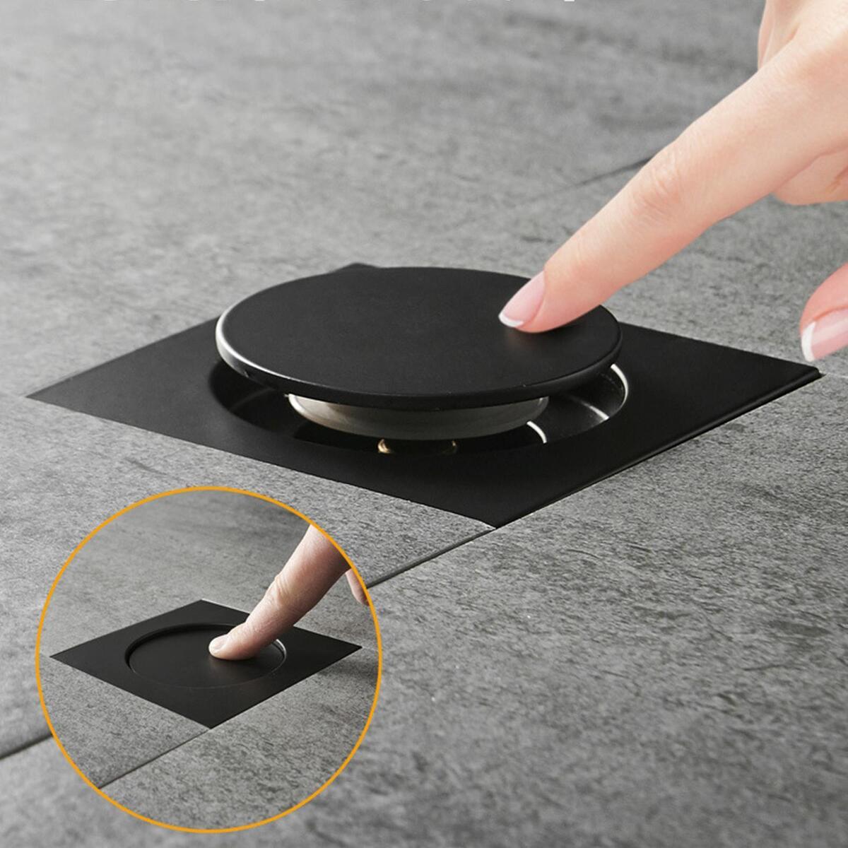Copper 4 inch Shower Floor Drain Bouncing Cover One Press Drainage Durable