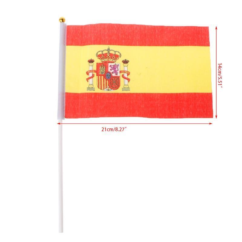 5Pcs Spanish Hand Waving Flags Spain Crest Banners Sports Opening Outdoor Decor