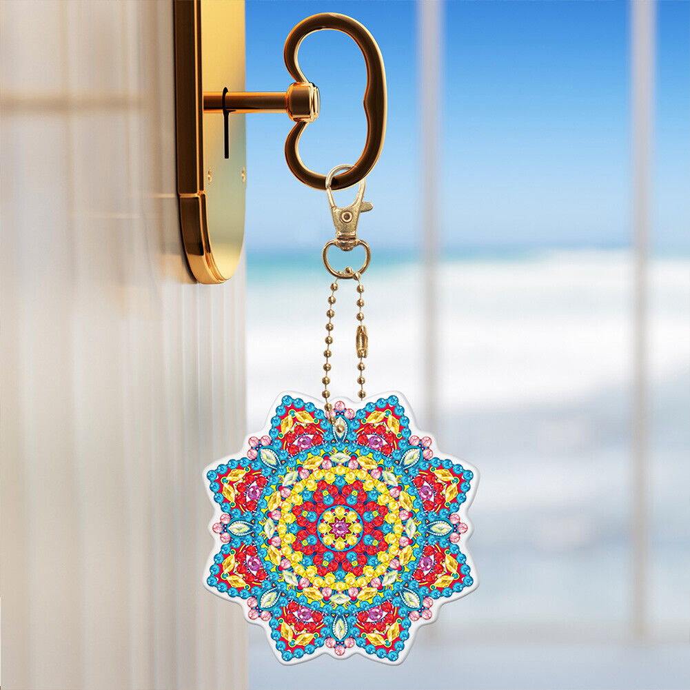 5pcs Diamond Painting Keychain DIY Mandala Key Ring Pendants (YSK084)