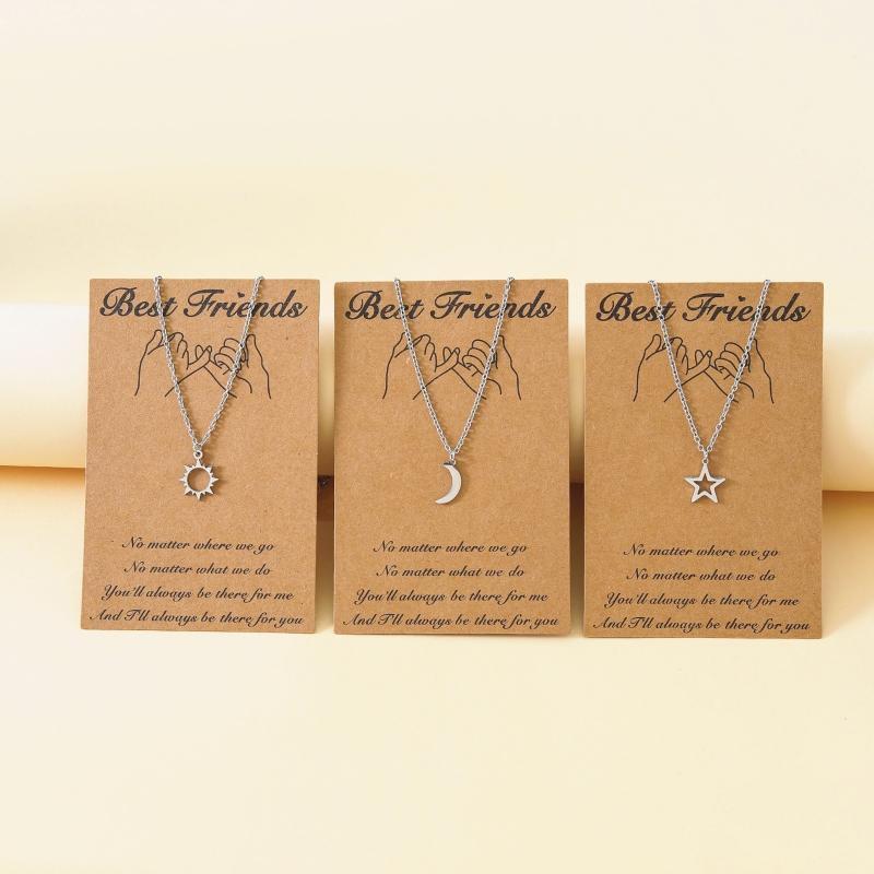 Stainless Steel Necklace Creative Good Friends Sun Moon Star Clavicle Necklace
