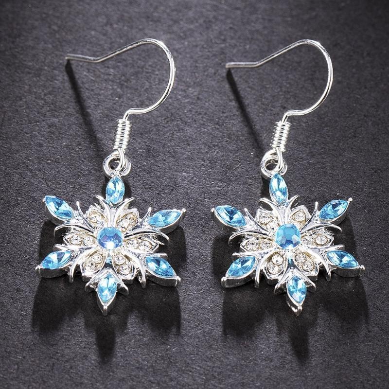 Fashion Snowflake Drop Earrings Crystal Pierced Hook Dangle Earring Jewelry Gift