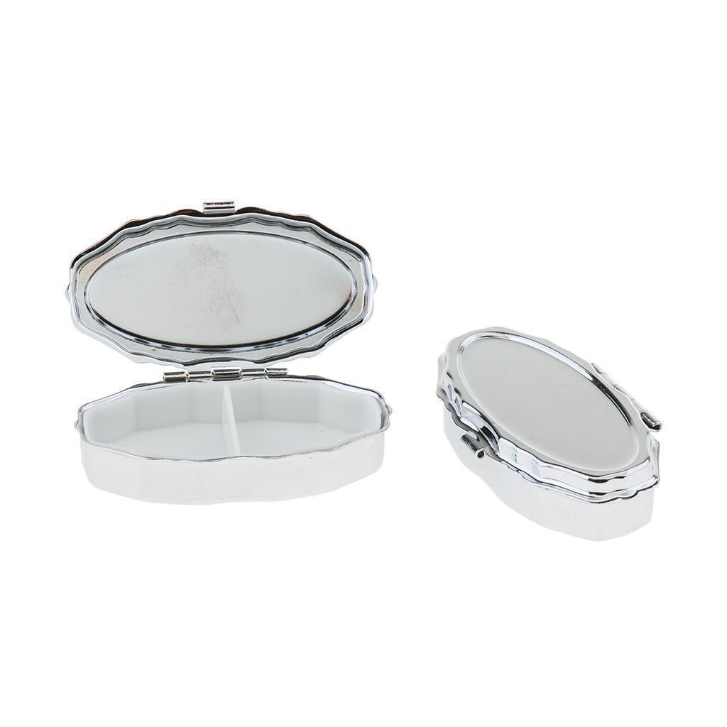 2 PCS Mini Travel Metal Pill Box Medicine Organizer Container Storage Box 02