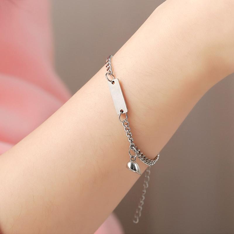 2pcs Niche Heart Magnet Attract Couple Bracelets Love Charm Bracelets Jewelry
