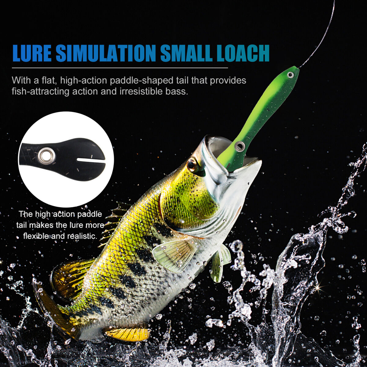 Fishing Bait Soft Plastic Paddle Tail Bass Shad Lure Swimbait 3.94in 5pcs