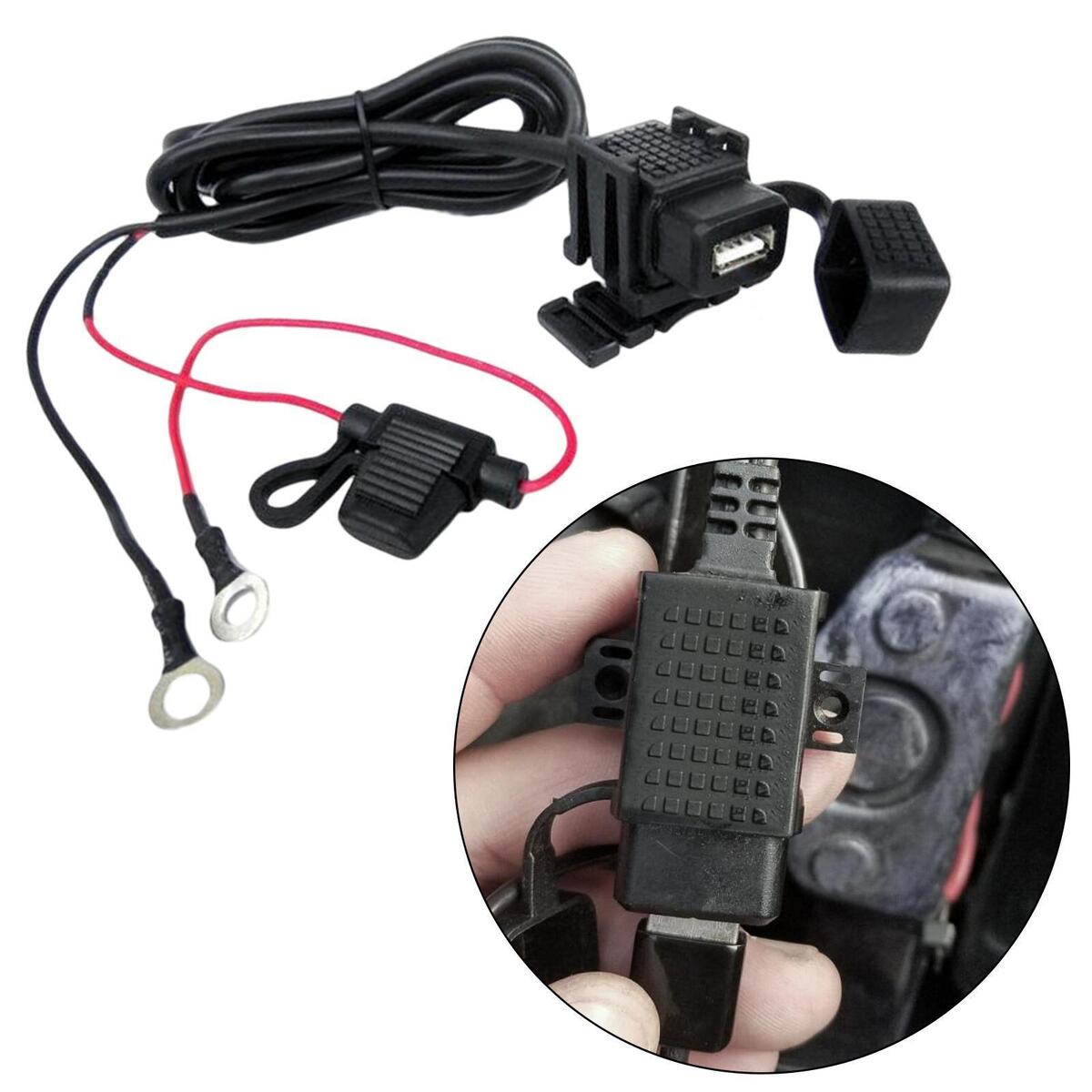 Motorcycle USB Charger Charging Cable Waterproof USB Port 12V-24V 5V 2.1A Phone