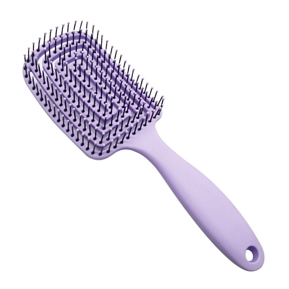 Hollow Mosquito Coil Large Curved Hair Comb Scalp Massage Brush (Purple)