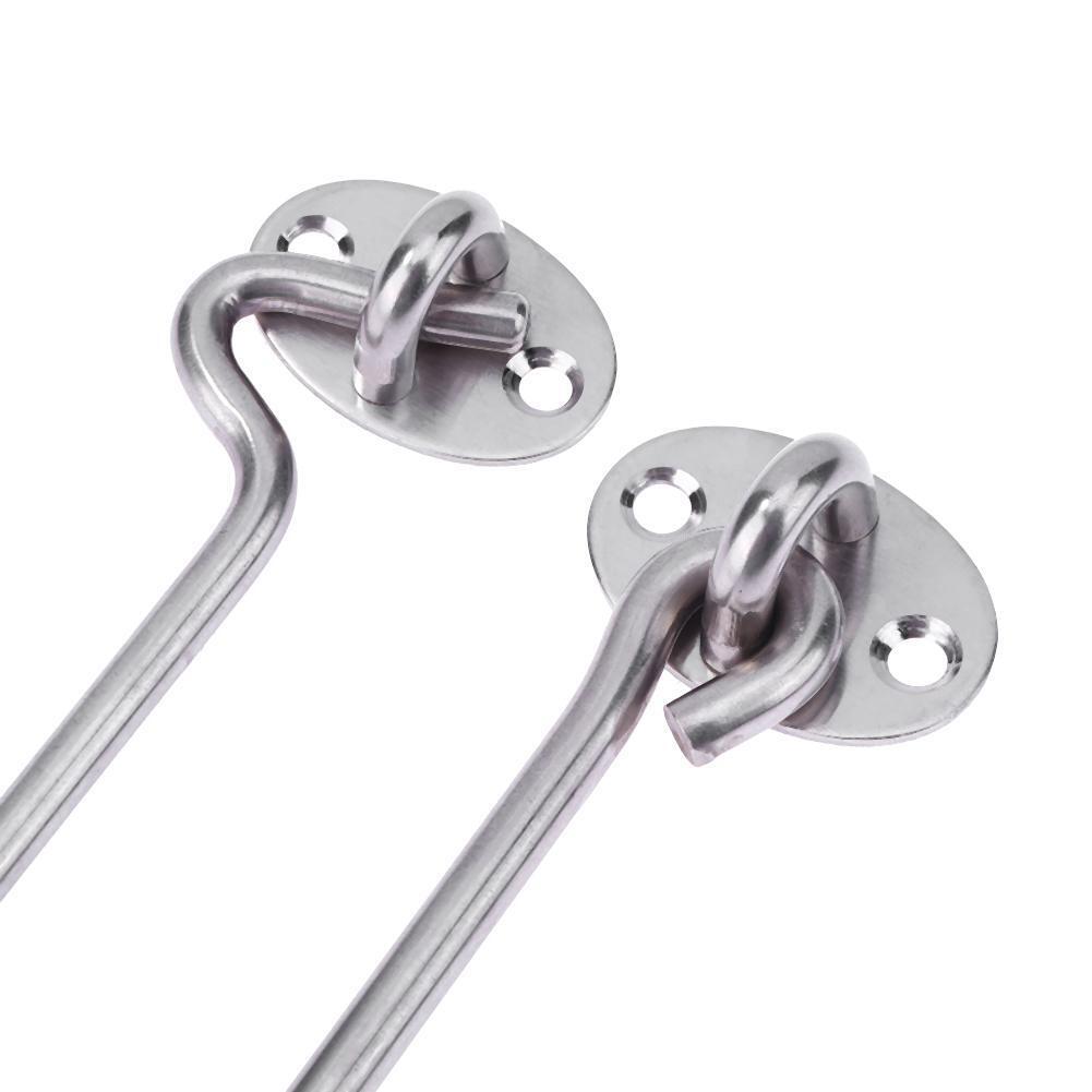 Stainless Steel Thicken Door Window Hook Safety Limit Lock with Base (6in)