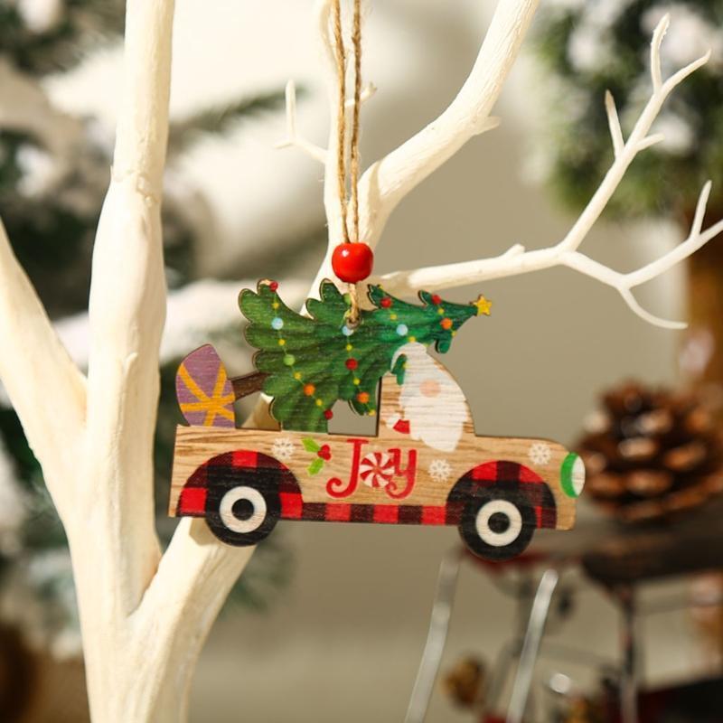 4 Pcs Wooden Christmas Snowman Santa Claus Xmas Tree Holiday Hanging Decoration