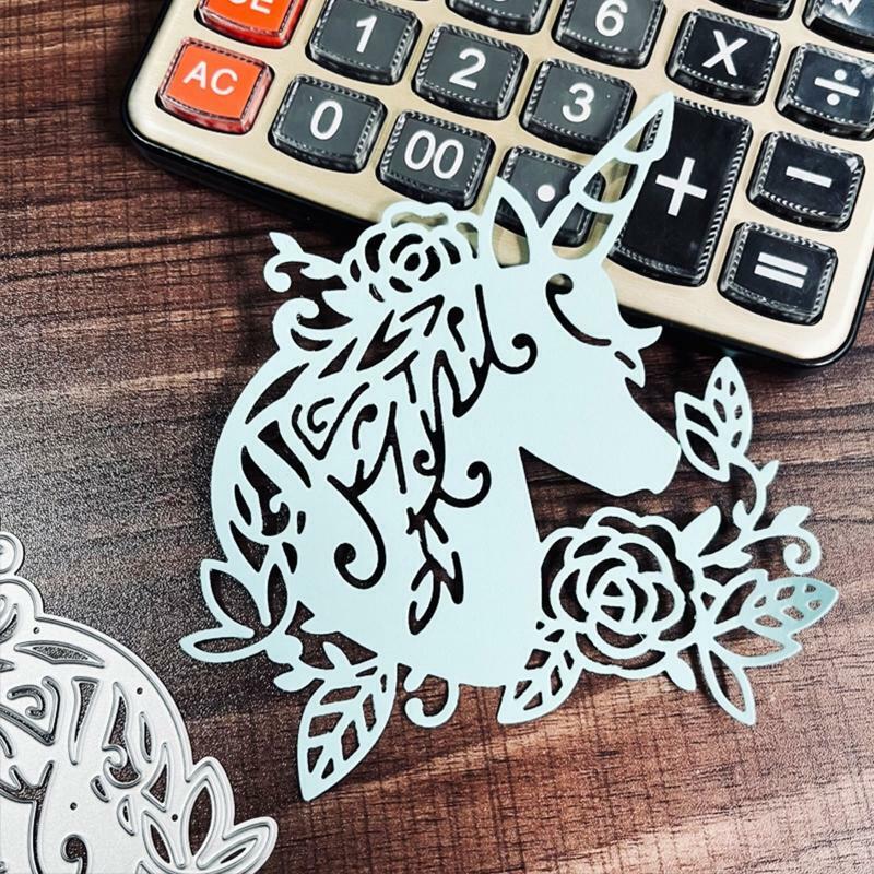 Horse Animal with Flower Leaf Metal Cutting Dies Embossing Stencil DIY Template