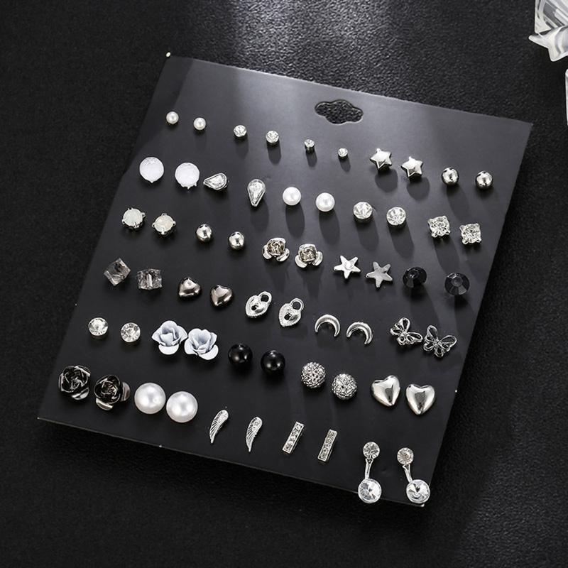 20 Pairs Crystal Cute Stud Earrings Star Heart Hypoallergenic Earring Exquisite