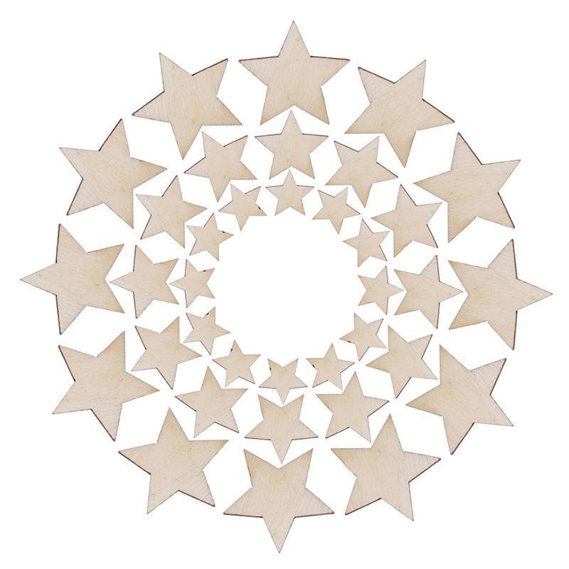100pcs Wooden Mixed Wood Mini Stars Craft Scrapbooking Wedding Table Decor DIY