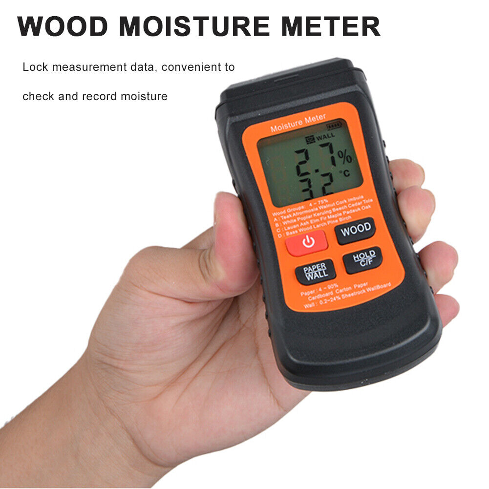 3 Modes Two Pins Timber Damp Moisture Meter Wood Humidity Tester Detector