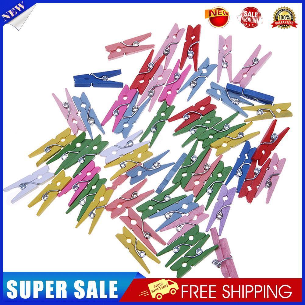 50pcs Mini Wooden Craft Pegs Clothes Paper Photo Hanging Spring Clips(1)