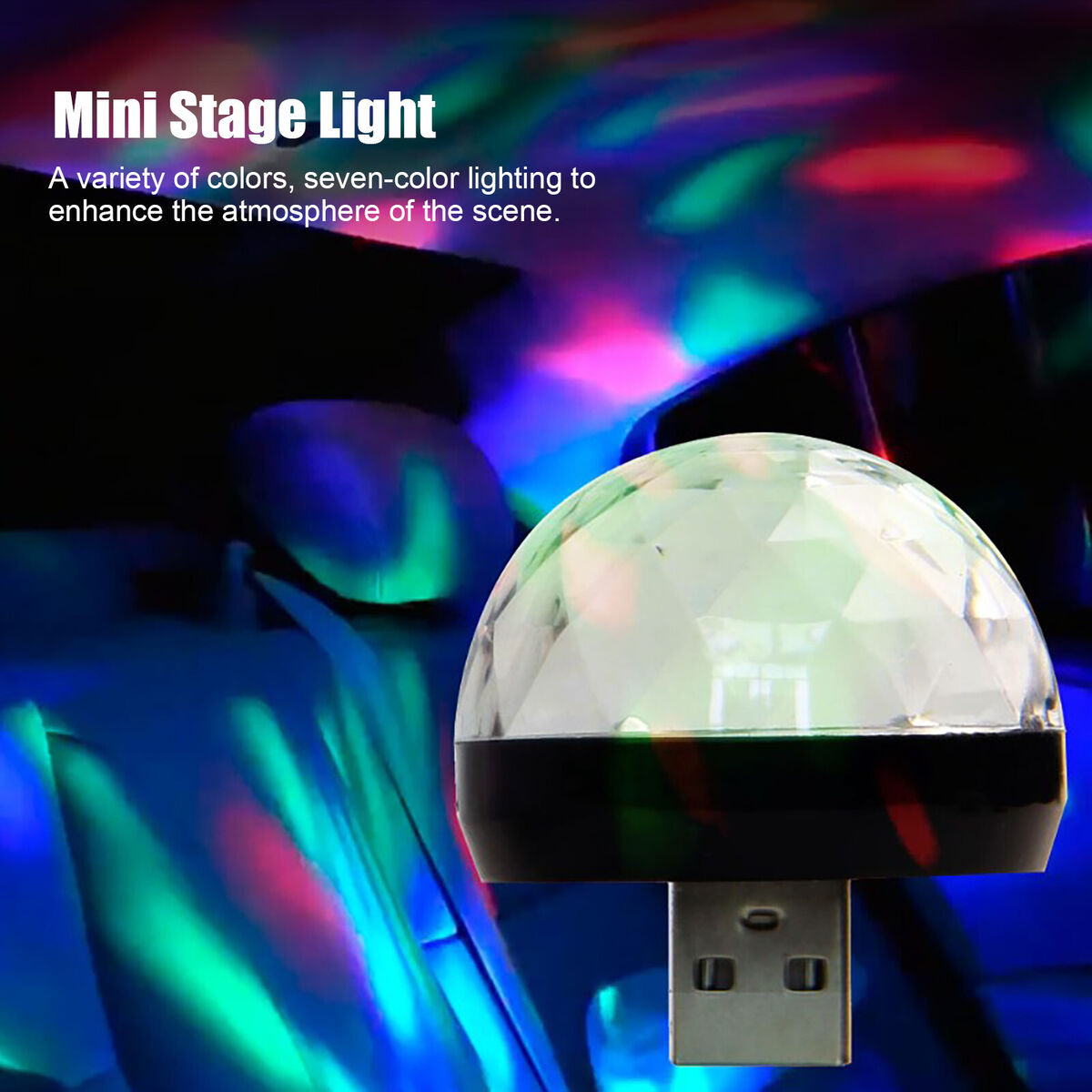 Mini USB Disco Light Sound Activated LED Magic Disco Ball Lamps (Black)