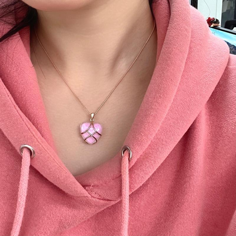 Pink Diamond Castle Heart Necklace Fashion Simple Temperament Clavicle Chain