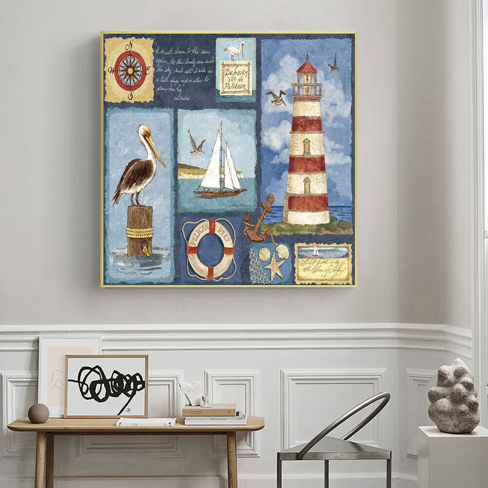 DIY Diamond Painting Sea Collage Round Drill Art Picture Rhinestone Decor