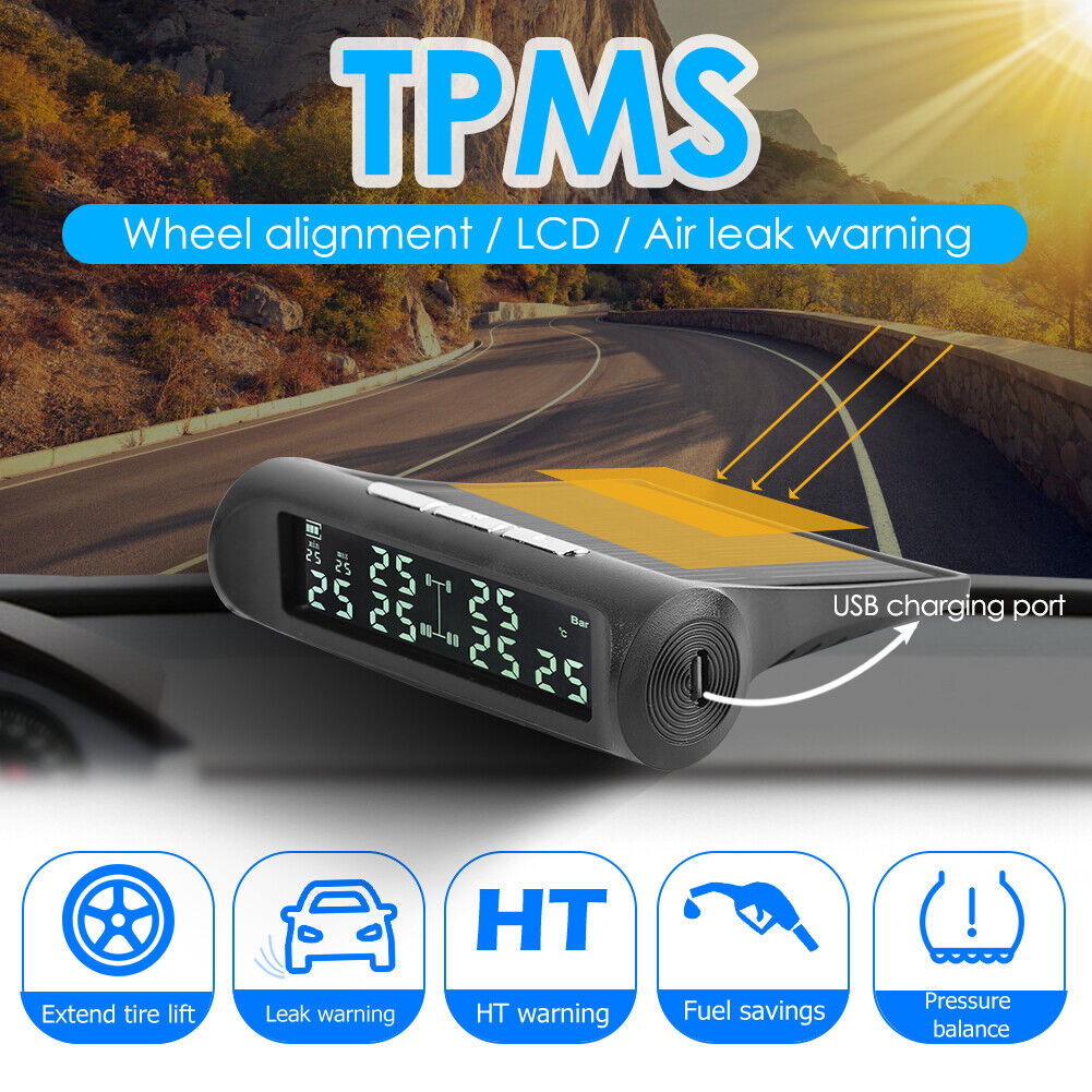 AN-07 Solar Truck TPMS LCD Display Tire Pressure Monitoring Alarm System