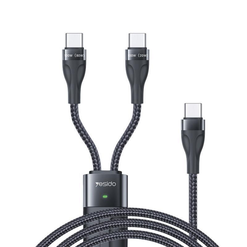 PD 100W Fast Charging Cable 2 in 1 USB C to Type C Cable 1.4M USB C Data Line