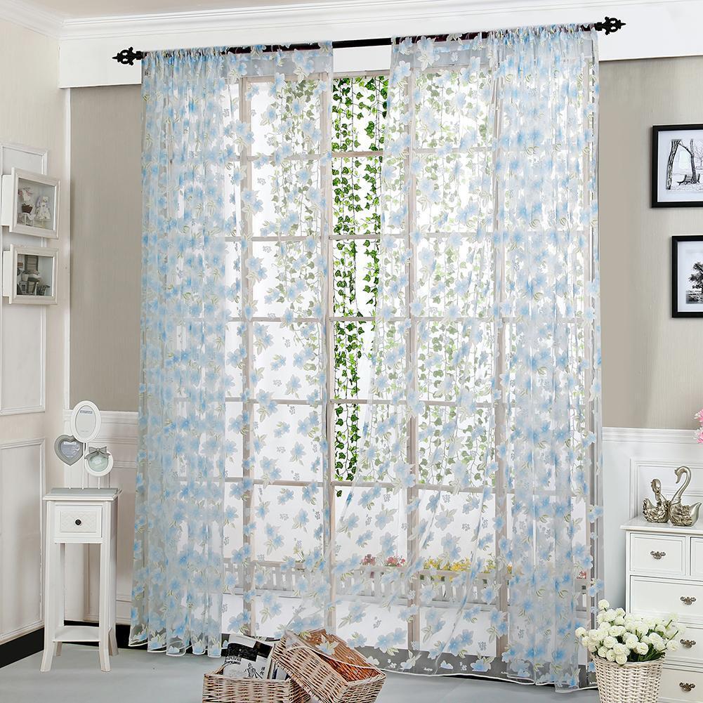 Curtain Living Room Bedroom Home Door Window Curtain (Light Blue)