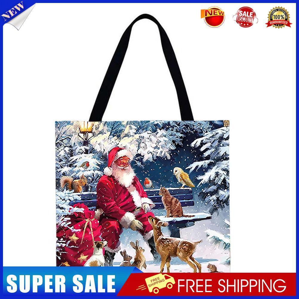 Santa Claus animals Printed Shoulder Shopping Bag Casual Large Tote Handbag