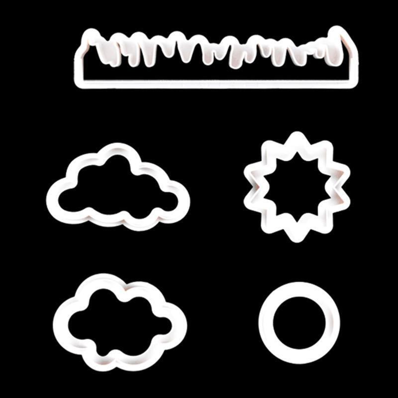 5 Pcs Cartoon Cake Bakeware Mold Baking Supplies Grass Sun Cloud Shape Household