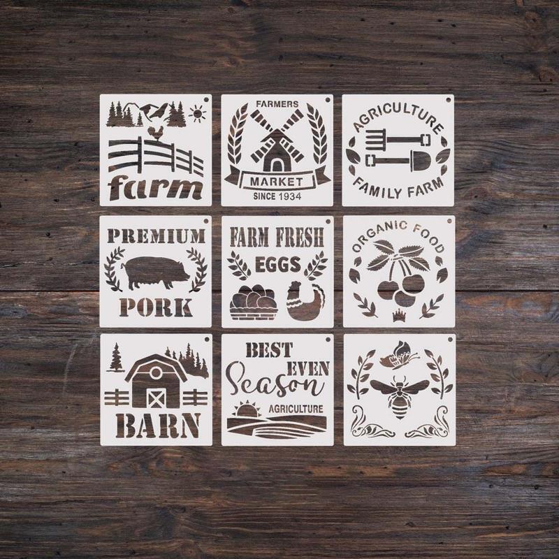 16Pcs Farmhouse Templates Art Drawing Stencil for Kid Art Painting Card Making