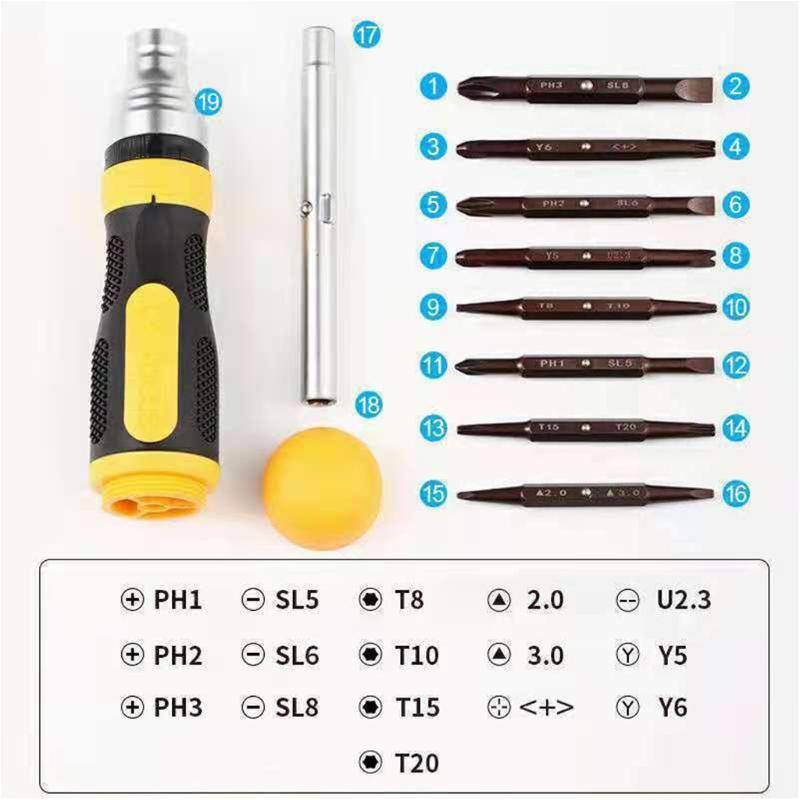 Multi-Bit Screwdriver Nut Driver Multi Tool with 8 Industrial Strength Bits