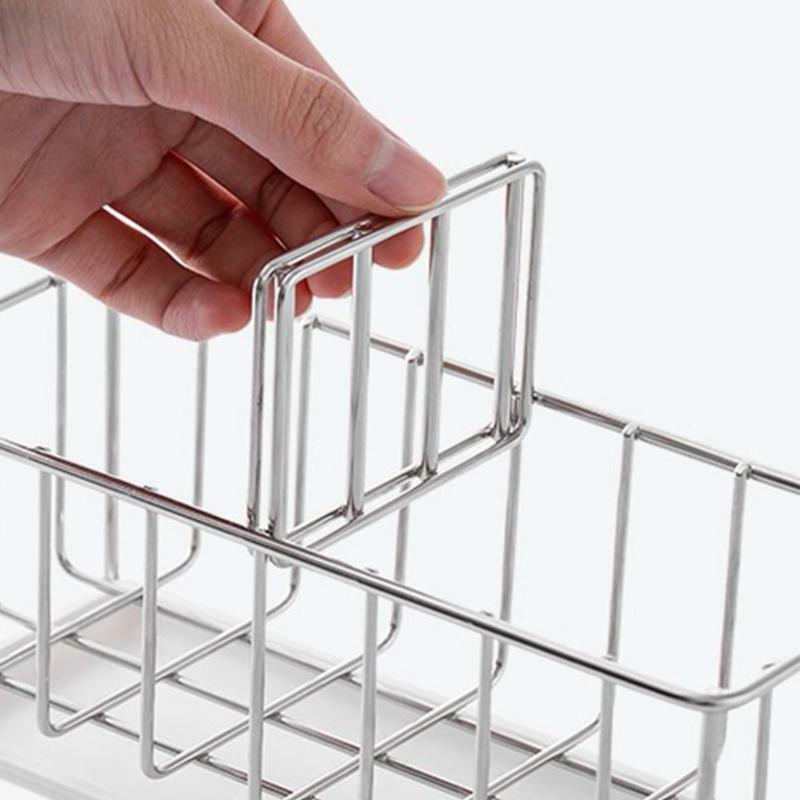 Sink Caddy Organizer Countertop Sponge Brush Soap Holder with Drain Pan