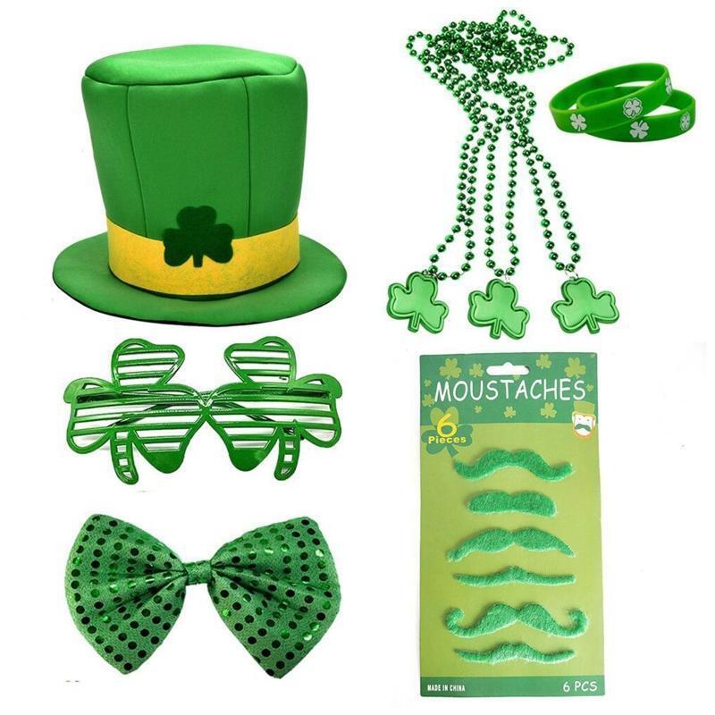 Saint Patricks Day Accessories Kit Irish Festival Costume Set Shamrock Hat