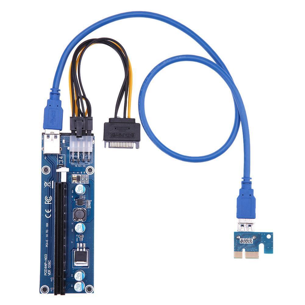 60cm PCI-e 1x to 16x Graphics Extension Cable for Mining USB3.0 8pin