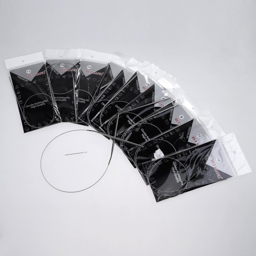 11pcs 26" 65cm Stainless Steel Circular Knitting Needles Size 6-16