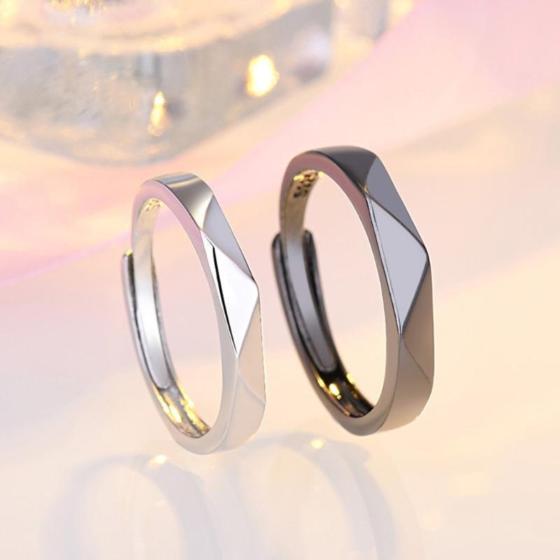 2 Pcs Couple Ring Set for Her Black White Adjustable Finger Thumb Jewelry
