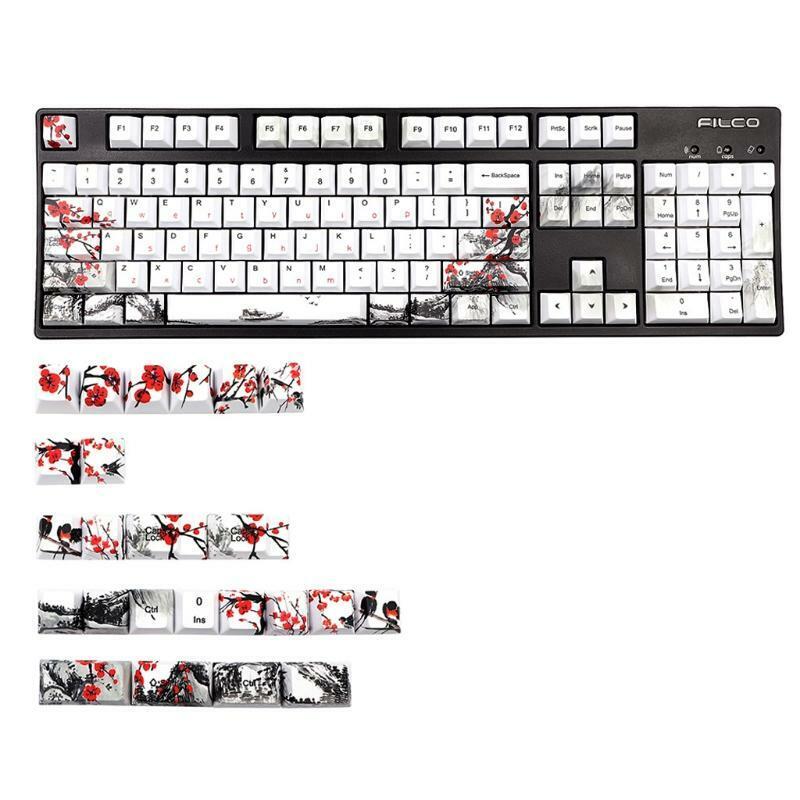 Mechanical Keyboard Cherry Profile 128 Keys DYE-Sub PBT Keycap Plum Blossom