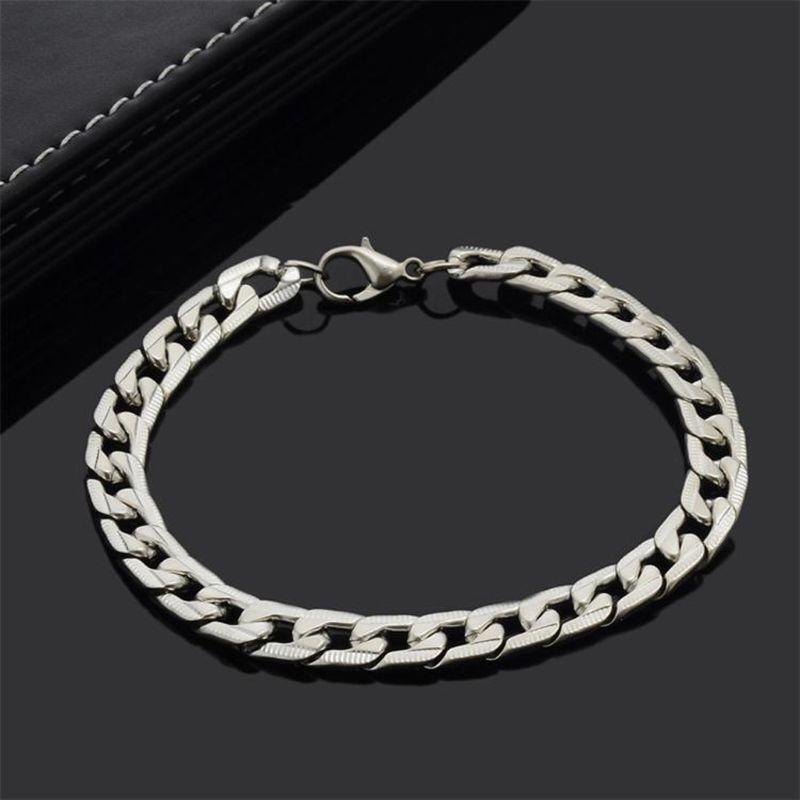 9mm Width Curb Chain Link Bracelet Stainless Steel Wristbands Bracelet Men Gifts
