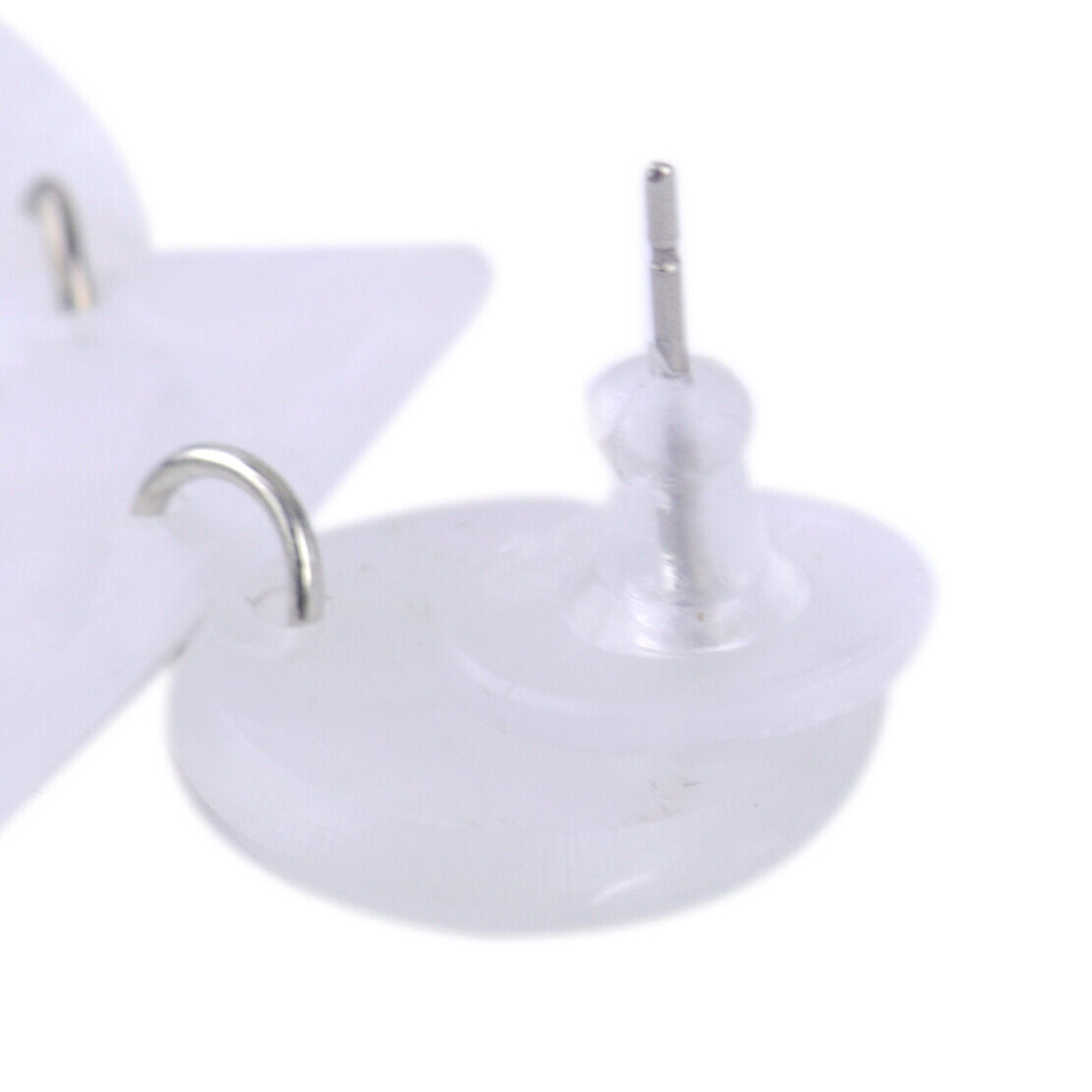 1x European Style Geometric Triangle Round Acrylic Earrings Ear Stud White Li