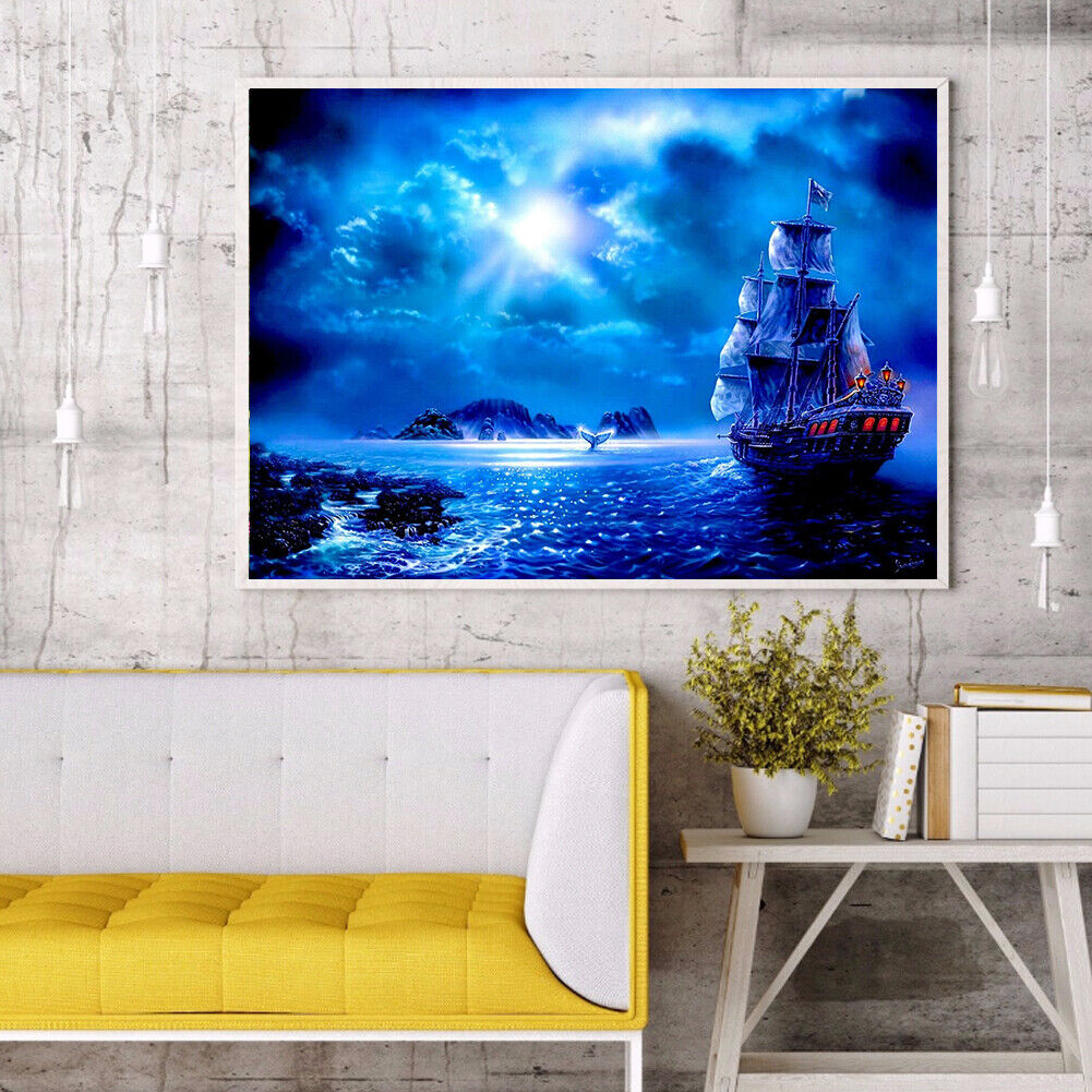 Full Drill Rhinestone Picture DIY Fantasy Ship 5D Diamond Painting (sk16)