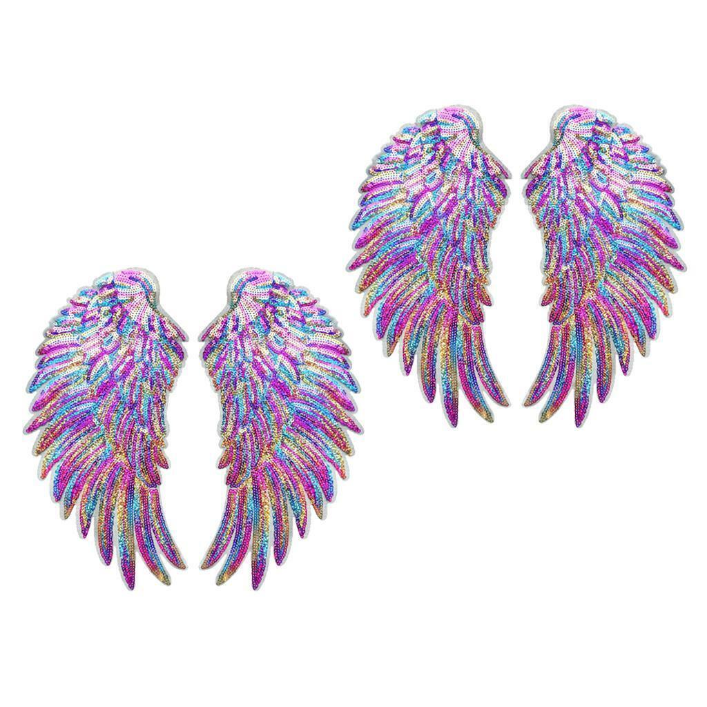 4 Colorful Angel  Sequin Patches Shiny Applique Jackets Bags Decor