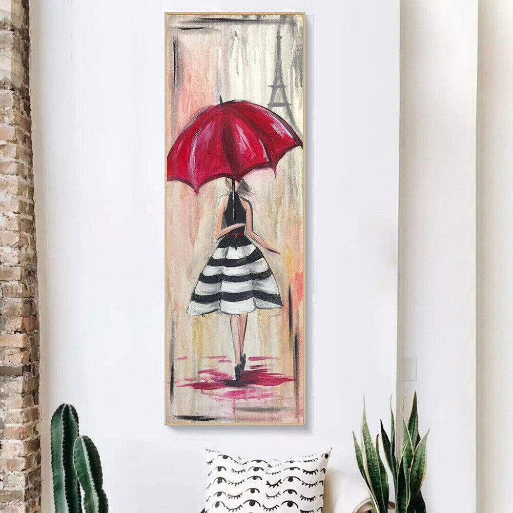 Girl with Umbrella 5D DIY Full Round Drill Diamond Painting Mosaic Wall Art