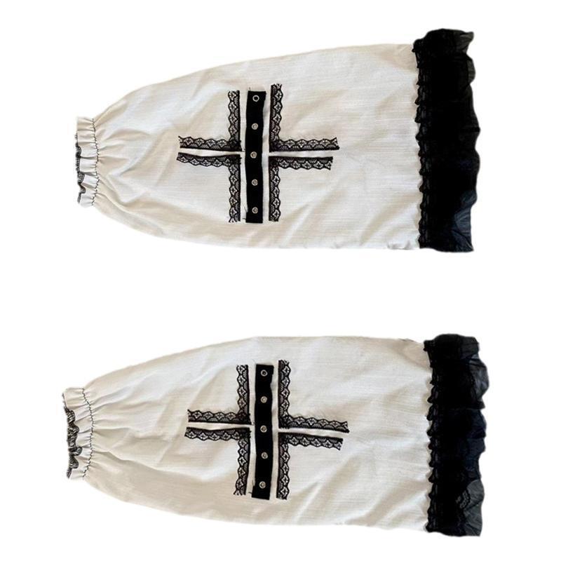 Gothic Cross Women Socks Sleeve Leg Warmers Foot Cover Thigh High Loose Stocking