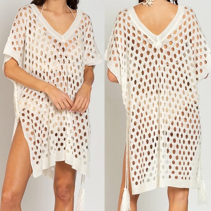Loose Knitting Cover Ups Swimwear Hollow Out Dress Beachwear Cover Ups for Women