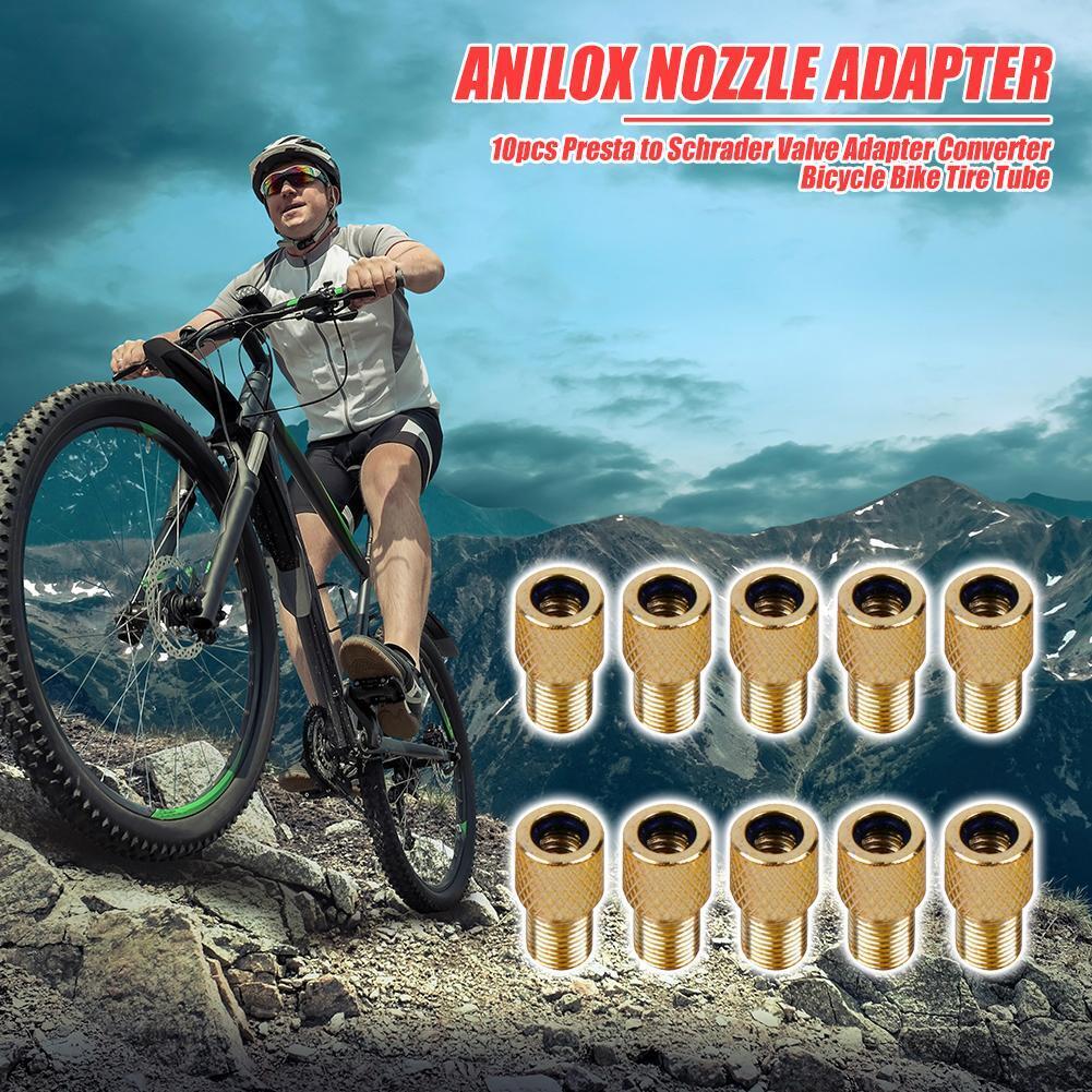 10x Bicycle Valve Adapter Presta to Schrader Converter Bike Pump Connector