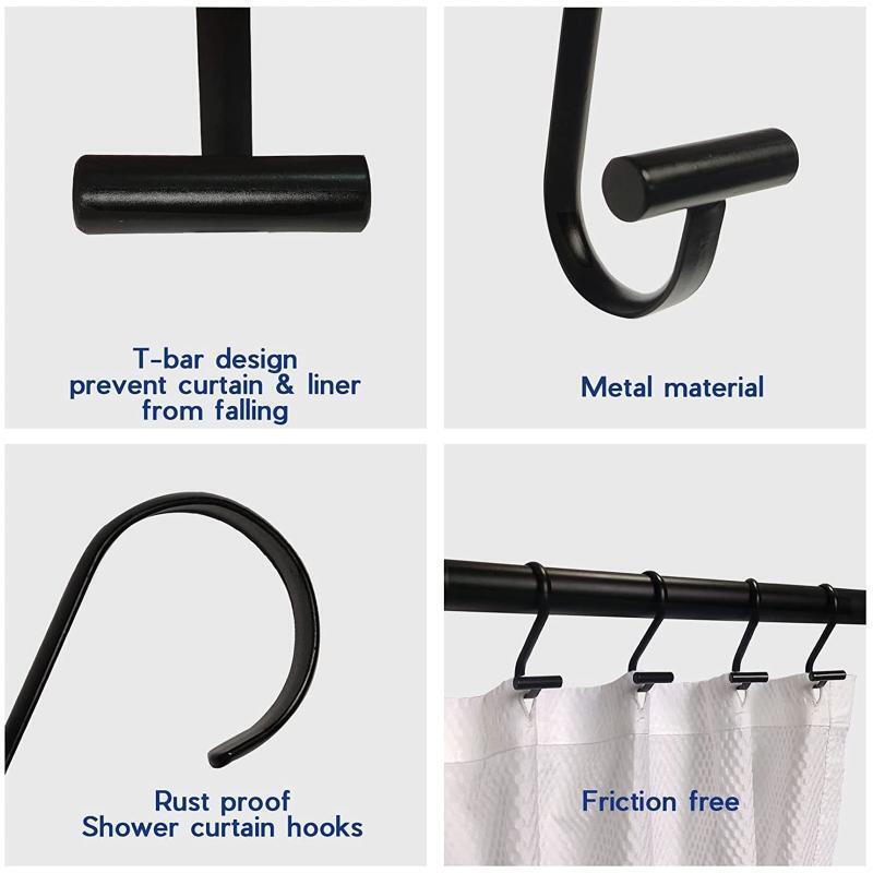S Shaped Shower Curtain Hooks 12pcs with Cylinder and Bead Metal Iron Hanger