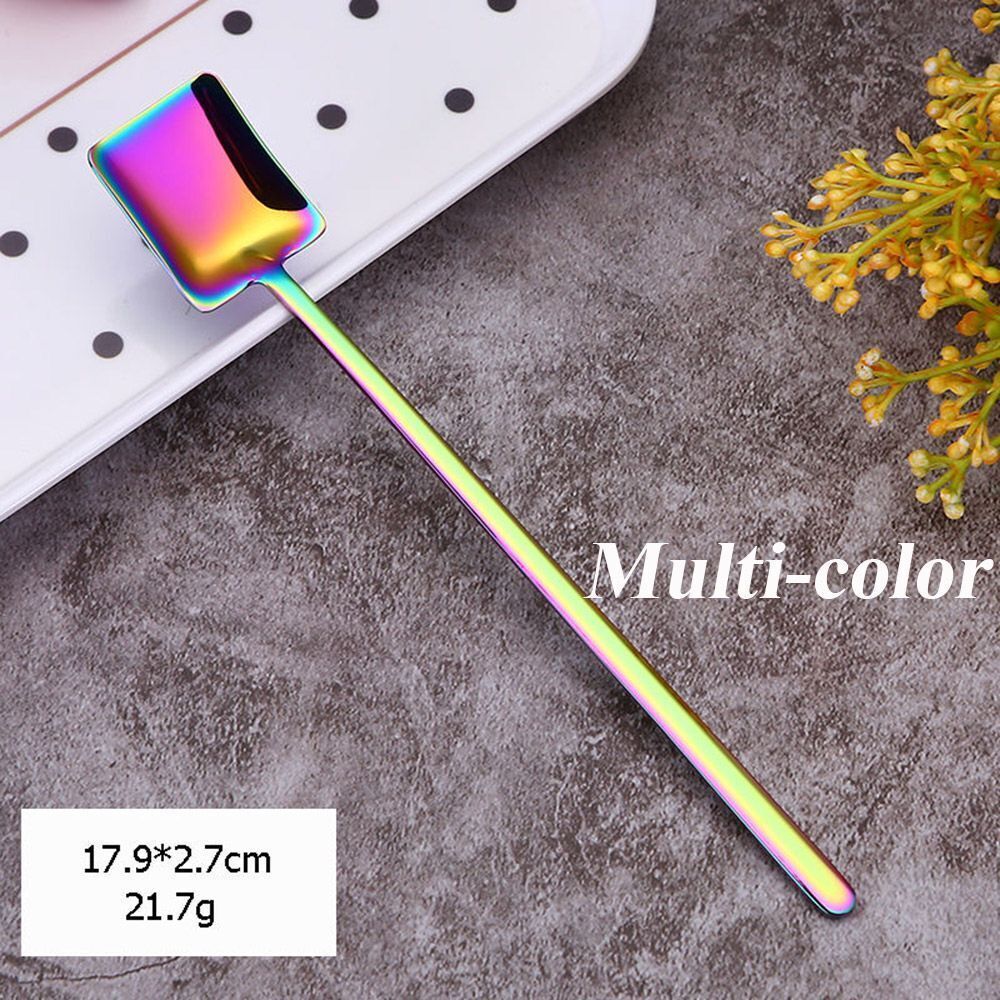 Flatware Long Handle Square Shovel Stainless Steel Coffee Spoon Stirring Scoop