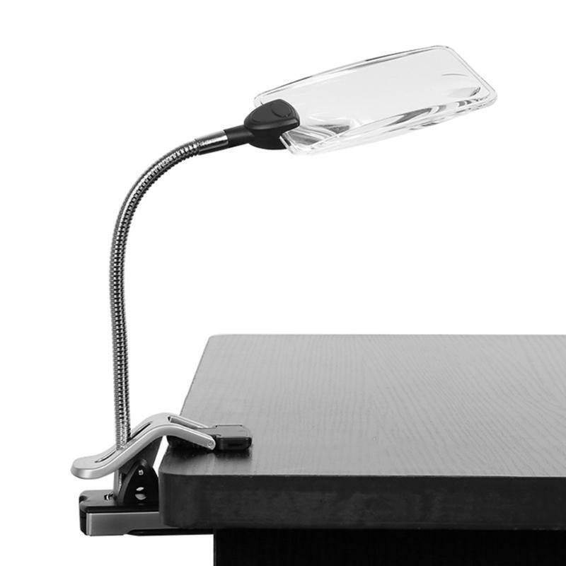 Lluminated Optical Glass Magnifier with Bright LED Light Base Stand Desk Lamp