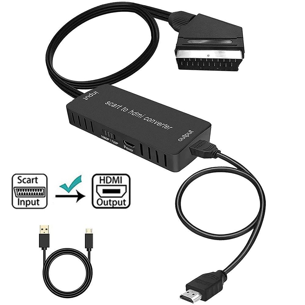 Projector Converter SCART to HDMI Video Audio Adapter Switch For Xbox VHS STB