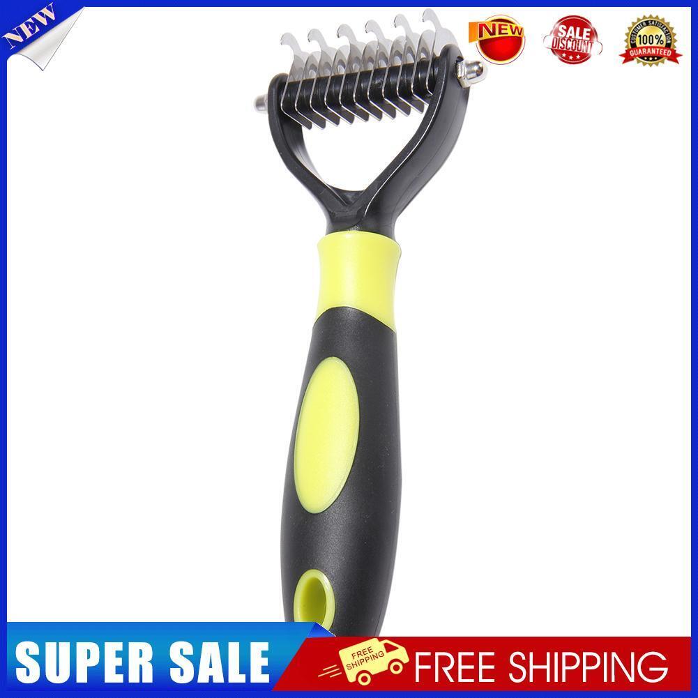 Pet Dog Hair Removal Brush Comb Shedding Rake Fur Grooming Tool (Yellow)